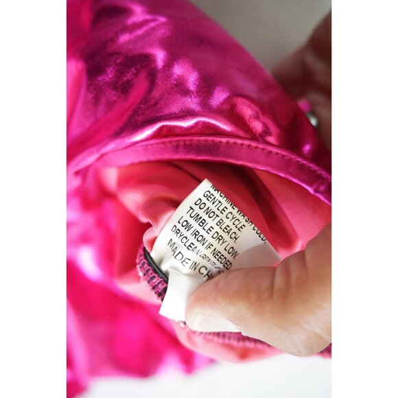 Pink Shiny One-Shoulder Ruched Dress - Size S - Picture 5 of 7